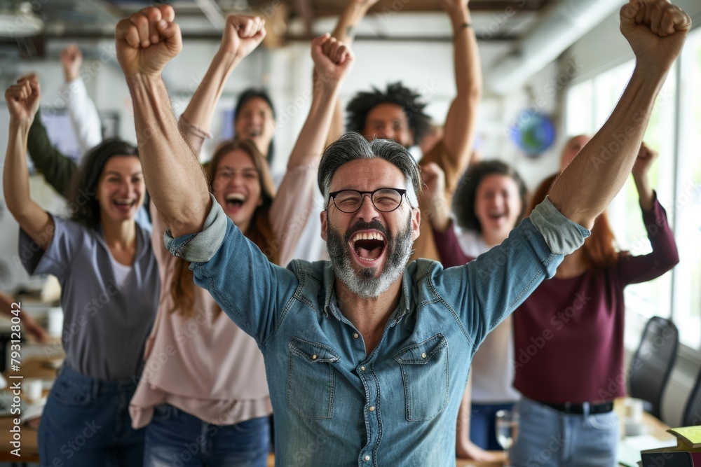 Group of happy business people celebrating success in office. Business concept. Group of happy business people celebrating success in office. Business concept.