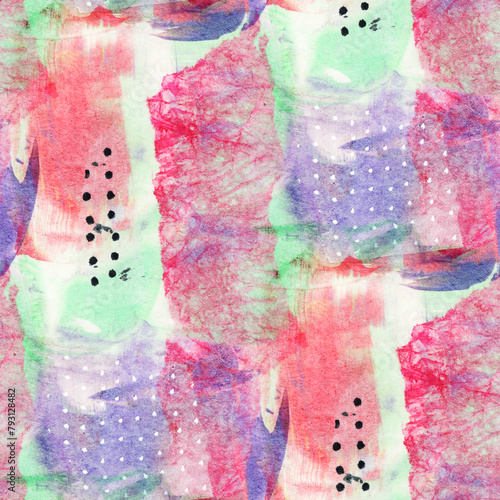 Seamless pattern with abstract pattern. Mixed media and collage.