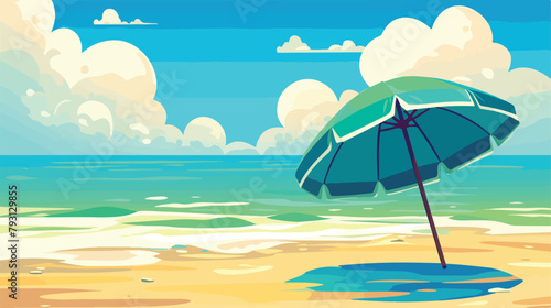 Umbrella beach isolated icon 2d flat cartoon vactor