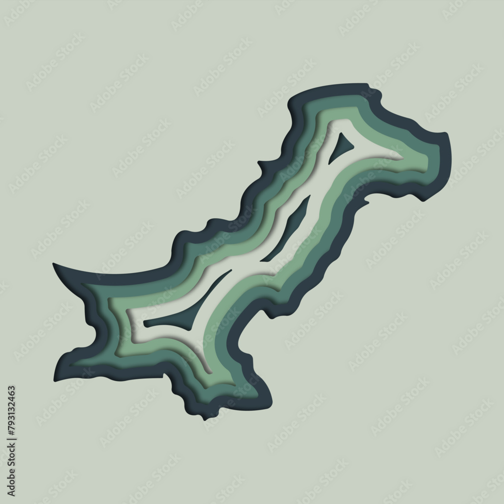 Paper Cutout Effect Pakistan Map Paper Cutout Effect Pakistan Map