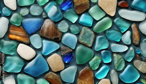 Sea beach glass mosaic background