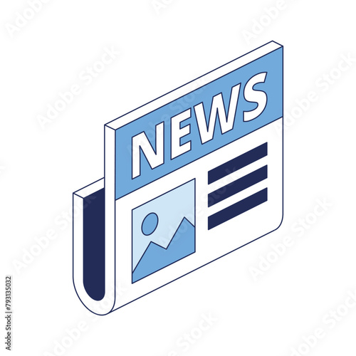 News blog. Vector 3d line isometric, color web icons, new flat style. Creative design idea for infographics.