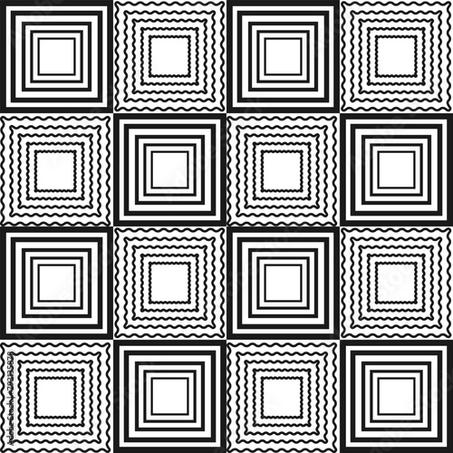Seamless pattern with hypnotic squares. Graphic design. Vector illustration