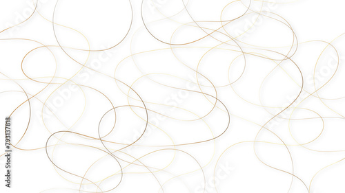 Random chaotic golden line for design element. Simple golden scribble lines backdrop minimal style background for website banner design.