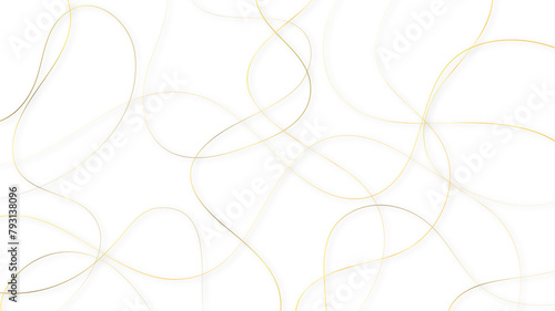Colorful random pattern line stroke on a transparent background. Decorative golden pattern with tangled curved lines.