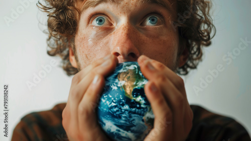 Environmentalist and miniature globe