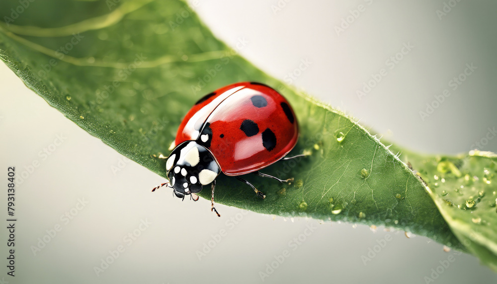 Ladybug on the grass close-up macro