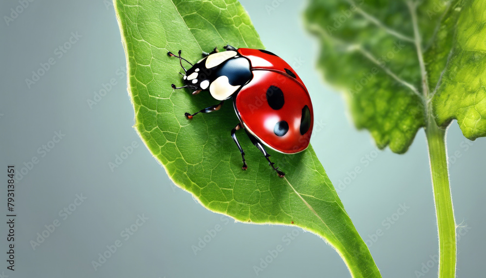 Fototapeta premium Ladybug on the grass close-up macro