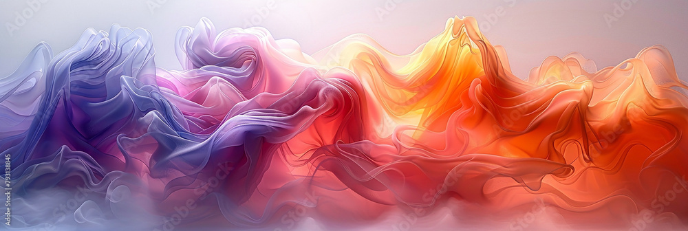 colorful wavy and transparent silk finish smoke in white background with clean look