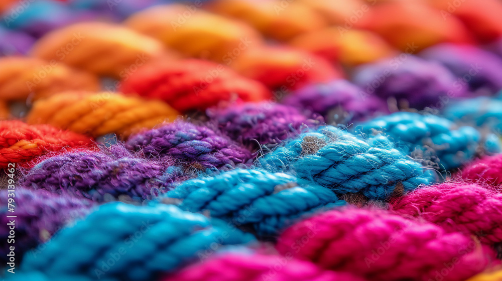 Colors, Full frame shot of multi colored woolen fabric. Background with close-up colourfull woolen texture.