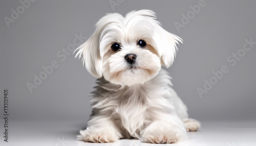 Puppy Maltese lapdog isolated on white background photo