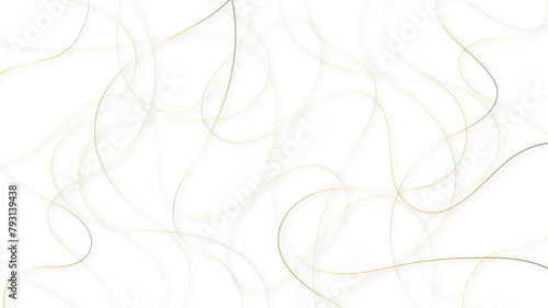 Colorful random pattern line stroke on a transparent background. Decorative golden pattern with tangled curved lines. Random chaotic lines abstract geometric pattern vector background.