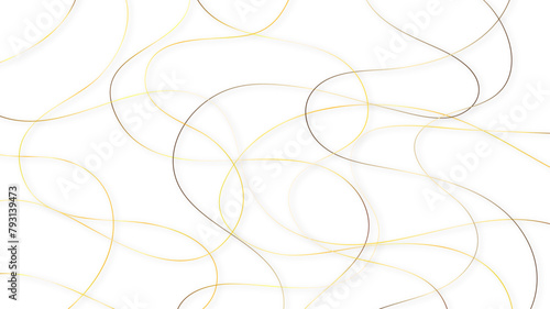 golden pattern with tangled curved lines. Random chaotic lines