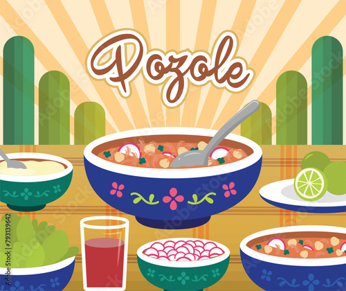vector pozole, comida de México