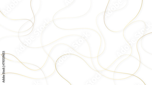 golden pattern with tangled curved lines. Random chaotic lines	
