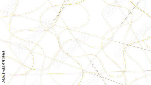 golden pattern with tangled curved lines. Random chaotic lines	

