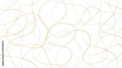 golden pattern with tangled curved lines. Random chaotic lines.