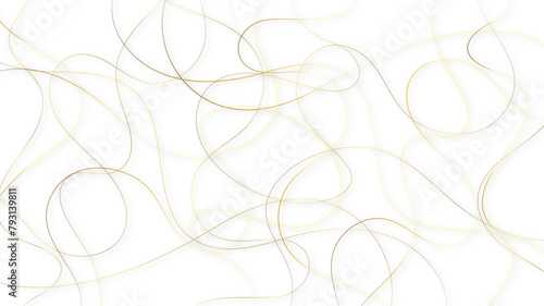 Colorful random pattern line stroke on a transparent background. Decorative golden pattern with tangled curved lines. Random chaotic lines abstract geometric pattern vector background.