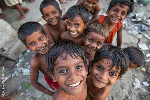 Portrait of a group of children from Burdwan town. photo