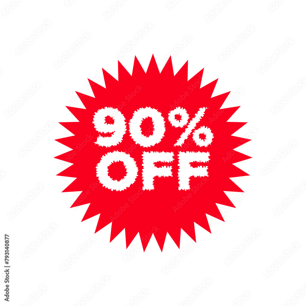 90 percent off promotion, 90 percent price off icon, Sale label or tag, Discount badge or sticker design element 90 percent off promotion, 90 percent price off icon, Sale label or tag, Discount badge or sticker design element