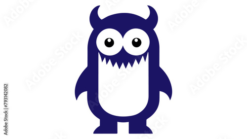 happy cartoon purple monster smiling
