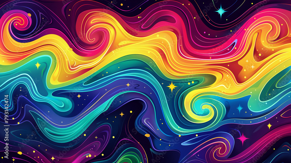 Abstract background with swirling shapes and colorful waves vector illustration. glitter pop background with colorful marble pattern.