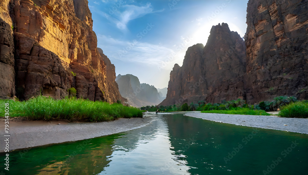 The beautiful Wadi Al-Disah in the Tabuk region is one of the most famous valleys in western Saudi Arabia.