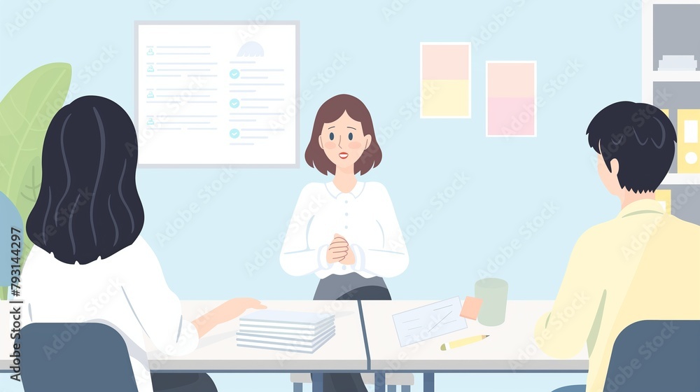 Illustration of Professional Business Meeting in a Modern Office Illustration of Professional Business Meeting in a Modern Office