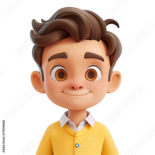 3d portraits of happy people on a white background. Cartoon characters boy and man, vector illustration