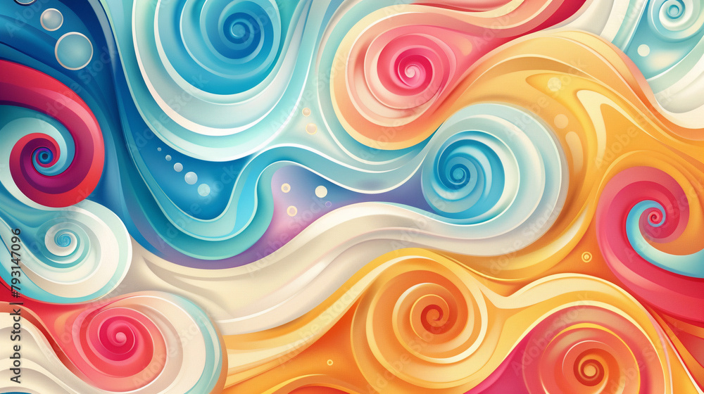 Abstract background with swirling shapes and colorful waves vector illustration. glitter pop background with colorful marble pattern.