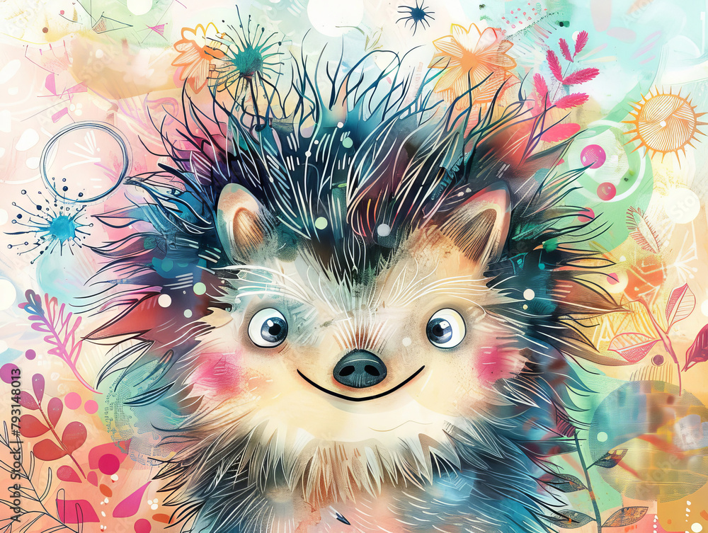 Whimsical abstract hedgehog