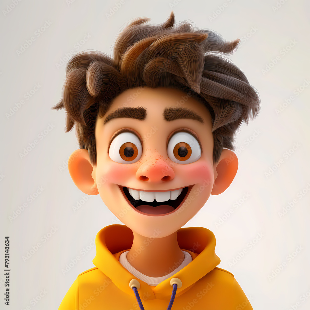 3d portraits of happy people on a white background. Cartoon characters boy and man, vector illustration 3d portraits of happy people on a white background. Cartoon characters boy and man, vector illustration