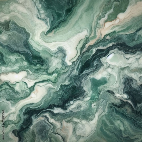 Green and white color marble surface.