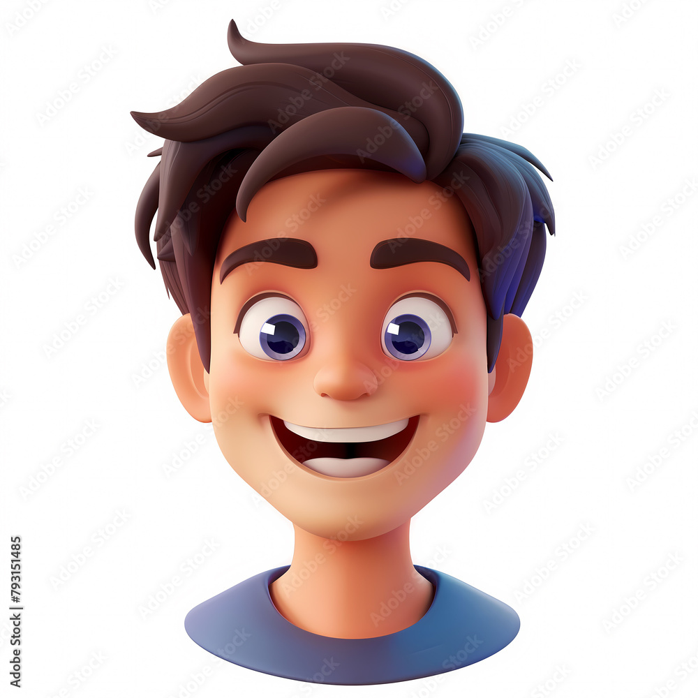 3d portraits of happy people on a white background. Cartoon characters boy and man, vector illustration 3d portraits of happy people on a white background. Cartoon characters boy and man, vector illustration