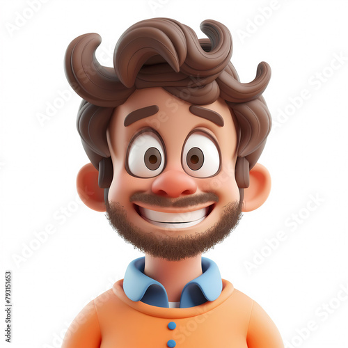 3d portraits of happy people on a white background. Cartoon characters boy and man  vector illustration