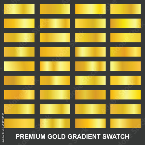 Premium golden set of color gradient swatch 