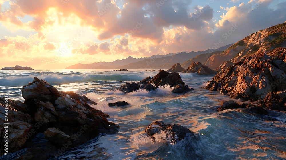Rugged Beauty: A Coastline Sculpted by Nature Featuring Untamed Cliffs and Wild Seas Rugged Beauty: A Coastline Sculpted by Nature Featuring Untamed Cliffs and Wild Seas