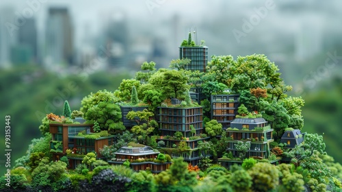 Tilt-shift photography captures tiny sustainable office scenes, illustrating a commitment to a greener, safer world. © Tor Gilje