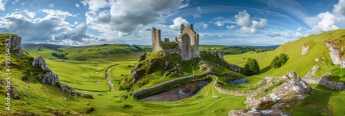 Medieval Castle Panorama Degrees of Antiquated Splendor in Verdant Scotland photo