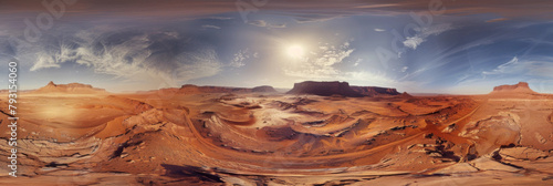Martian Outpost Amidst Vast Canyons A Captivating Degrees Panoramic Landscape View photo