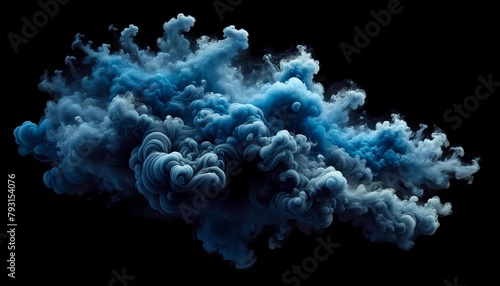 blue swirling smoke against a black background