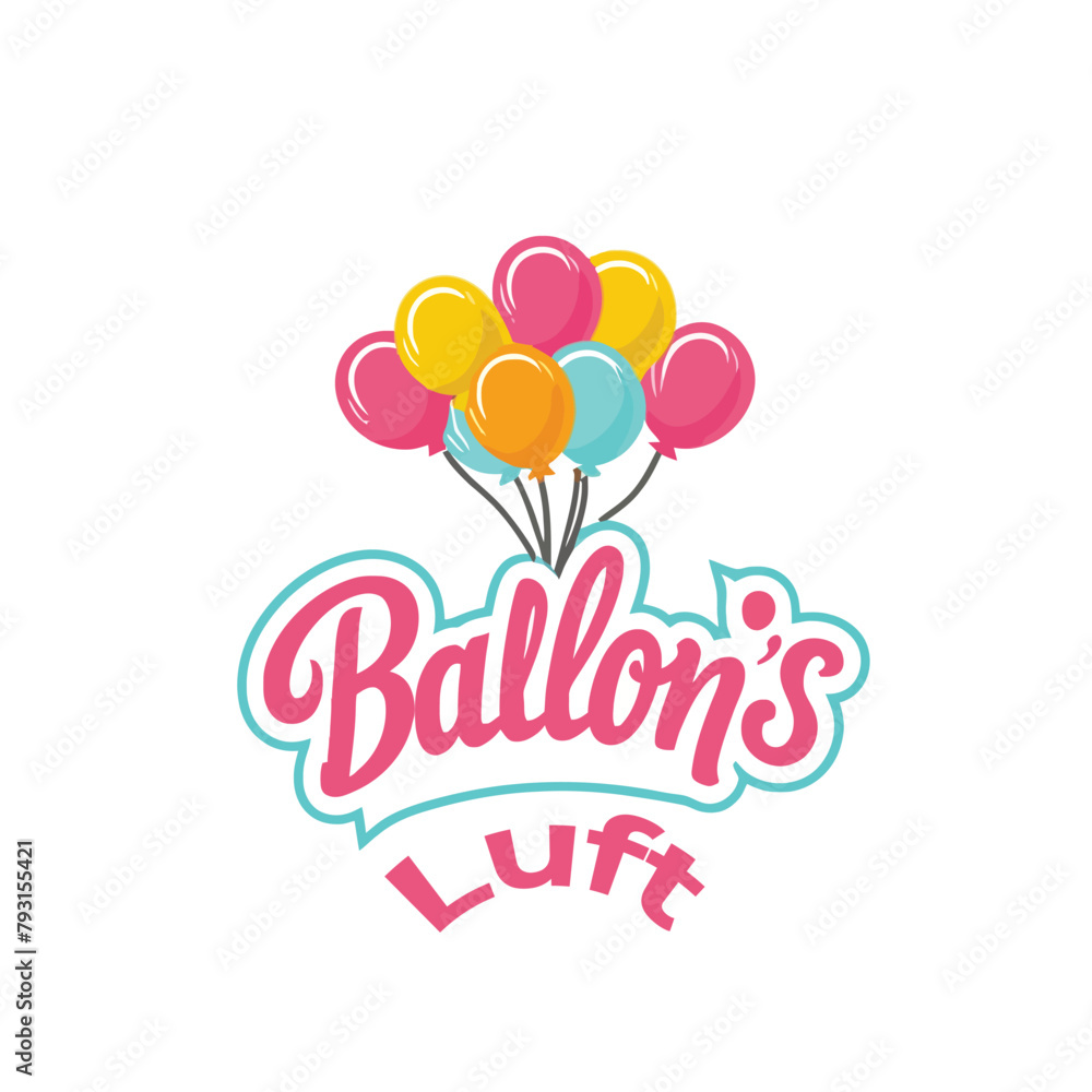 happy birthday card with balloons, birthday logo design, typography design, text design, balloon shop logo design