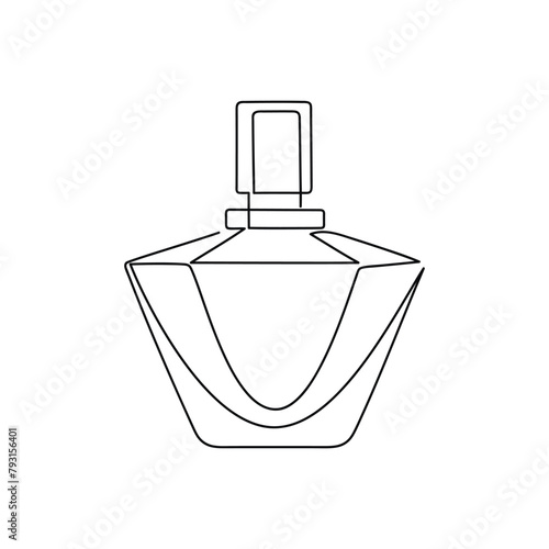 Hand drawn perfume bottle vector. One line continuous drawing. Linear silhouette, minimal icon, beauty fashion print, banner, card, wall art poster, brochure, doodle illustration, fragrance, spray