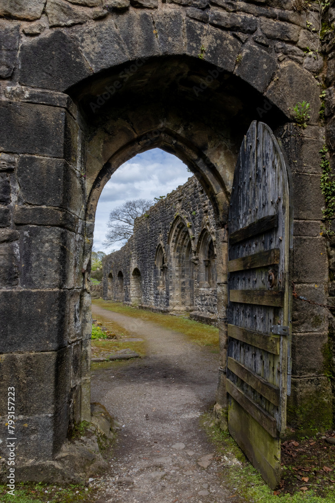 Medieval Whalley Abbey Doorway, Lancashire, England 