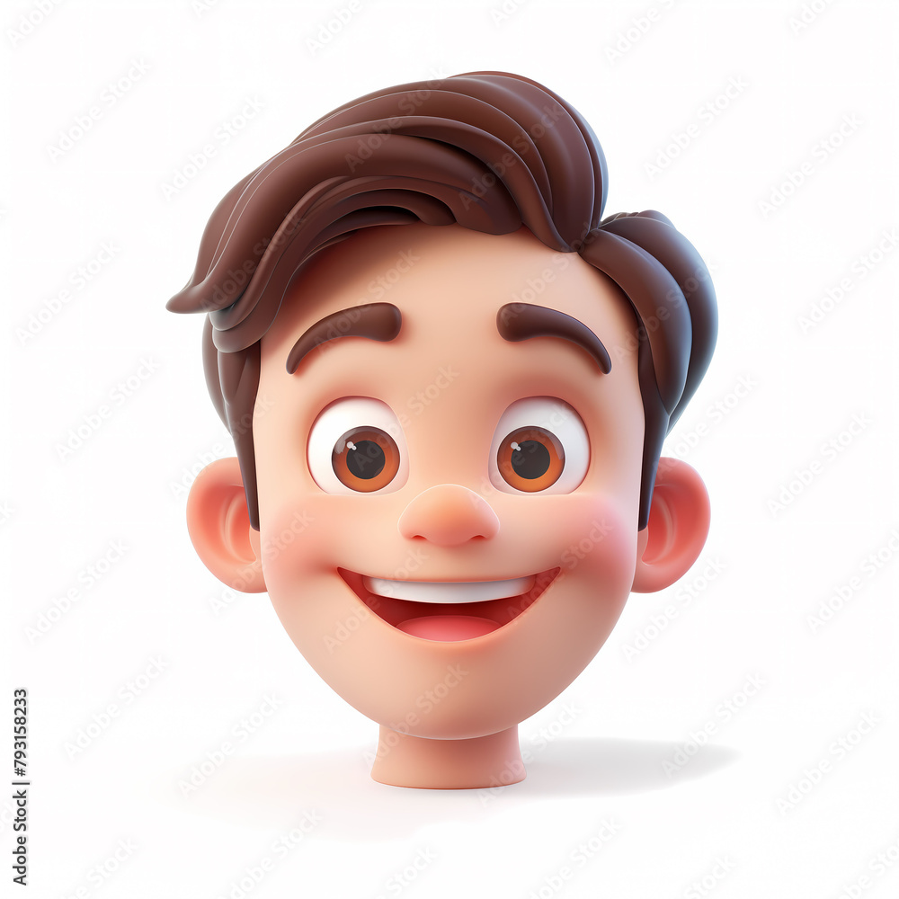 3d portraits of happy people on a white background. Cartoon characters boy and man, vector illustration 3d portraits of happy people on a white background. Cartoon characters boy and man, vector illustration