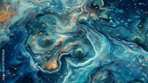 Space Abstract Fractal Teal and Orange Cosmic Waves wallpaper design