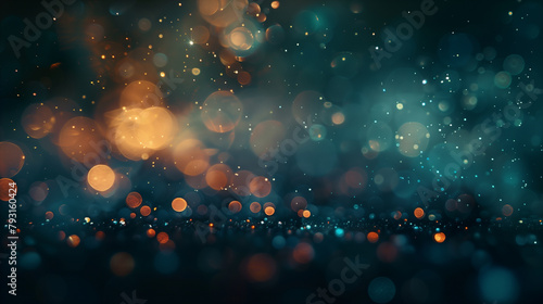 Graphical Design of Orange and Teal Particles Raining Down
