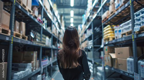 Standing amidst shelves of neatly arranged supplies, she explains the streamlined inventory management system, her voice carrying over the quiet efficiency of the storeroom.