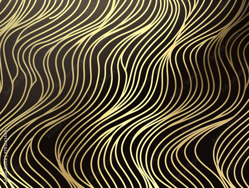 Gold zebra pattern. Wave background design
