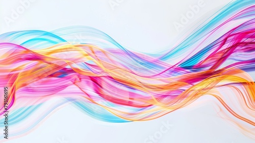 Multicolored Light Trails on White Background - Abstract Motion Art © Tejay